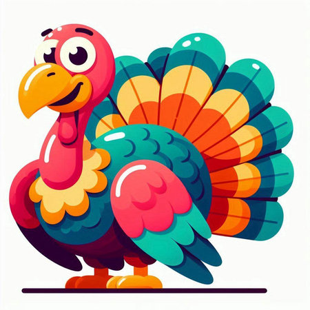 Cartoon funny turkey. Vector illustration isolated on a white background.