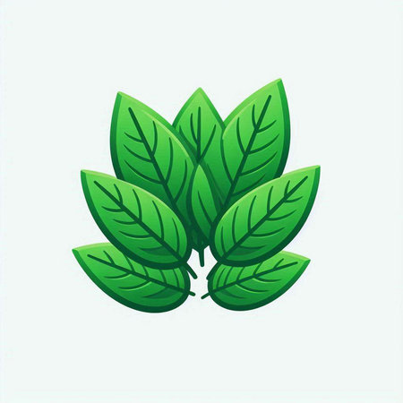 Leaf icon. Vector illustration of green leaves on white background.