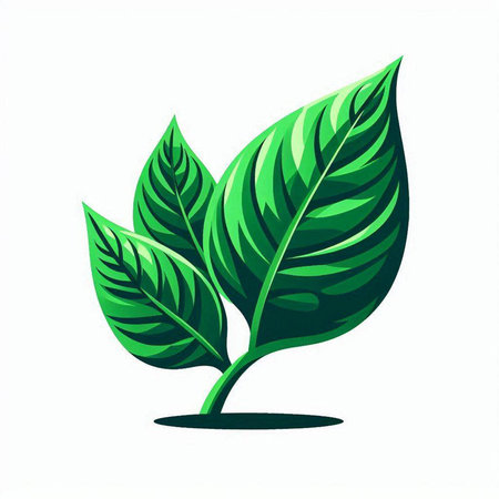 Green leaf icon isolated on white background. Vector illustration. Eps 10.