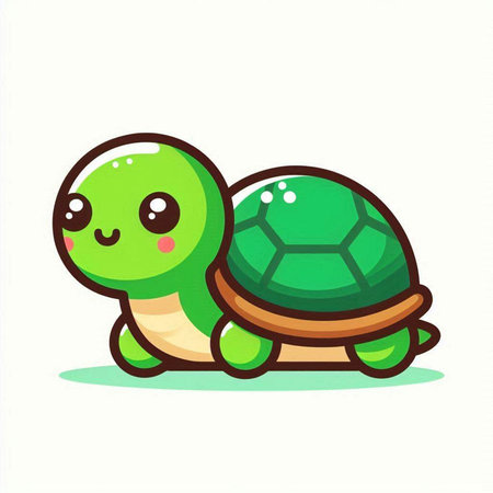 Cute cartoon turtle. Vector illustration isolated on a white background.