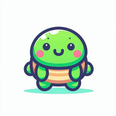 Cute turtle cartoon icon. Vector illustration. Cute turtle.