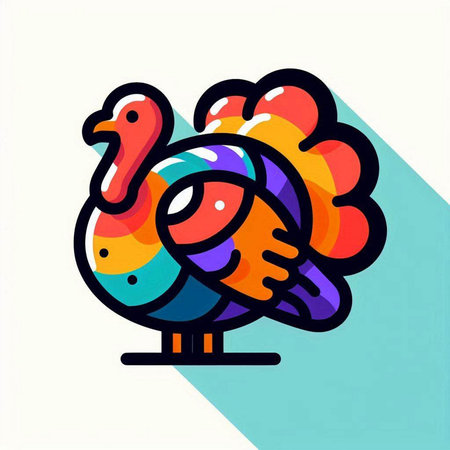 Turkey vector icon, flat design. Colorful turkey on white background.