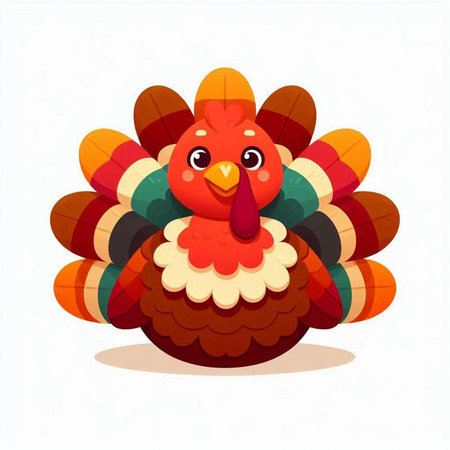 Cute cartoon turkey isolated on white background. Vector illustration for your design