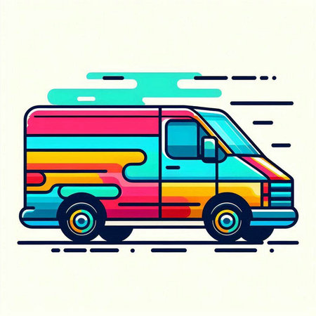 Colorful delivery van in flat style. Vector illustration for your design
