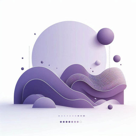 3d abstract background with waves and balls. Paper cut style. Vector illustration.