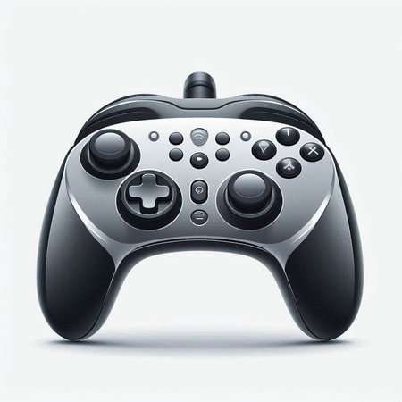 Modern black gamepad isolated on white background. 3D rendering.