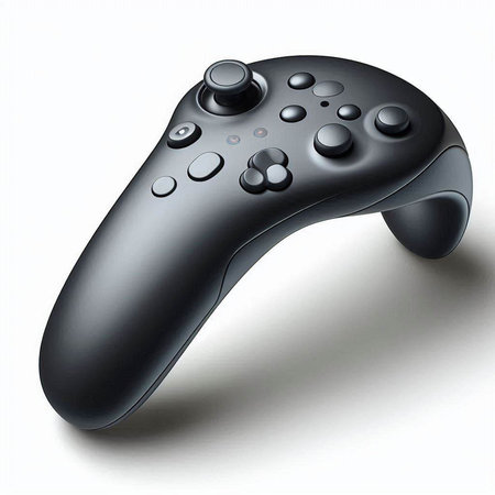 Black video game controller isolated on white background. 3D illustration.