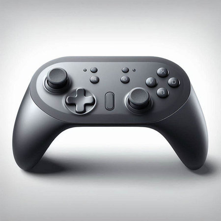 Black video game controller isolated on white background. 3D illustration.