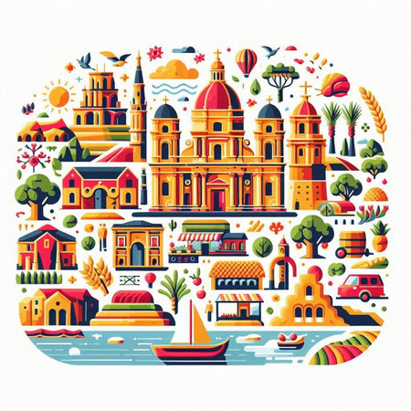 Colorful vector illustration of famous european city in flat style