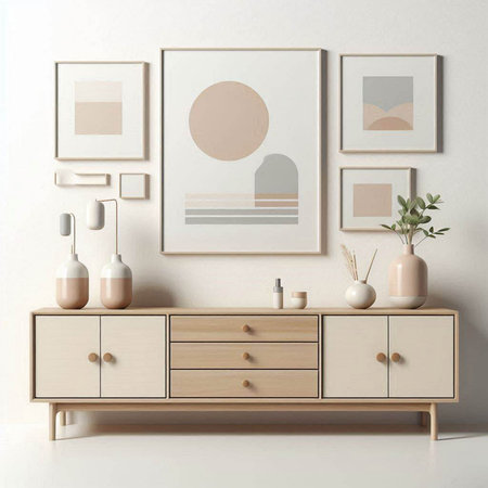 Modern scandinavian interior design. 3d render illustration mockup
