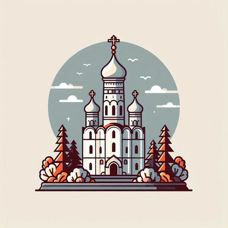 Church of the Intercession of the Blessed Virgin Mary in Moscow, Russiaのイラスト素材
