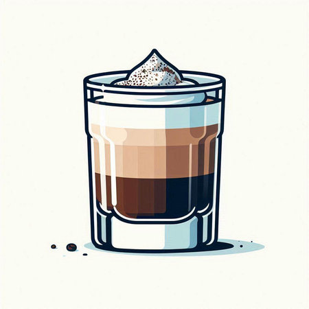 Coffee drink in a glass with whipped cream, vector illustrationのイラスト素材