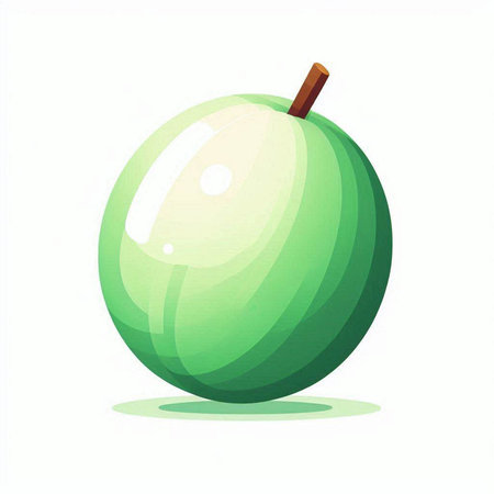 Illustration of a green apple on a white background, vector illustrationのイラスト素材
