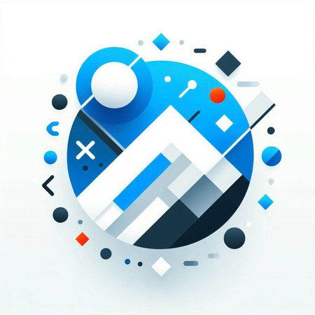 Abstract geometric background with blue and white elements. Vector Illustration.のイラスト素材