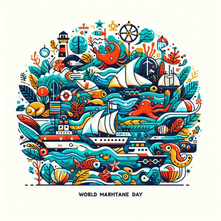 Vector illustration of World water day poster with cartoon doodle elements and symbolsのイラスト素材