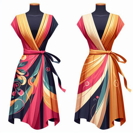 Fashionable evening dress on a mannequin. Vector illustration.のイラスト素材