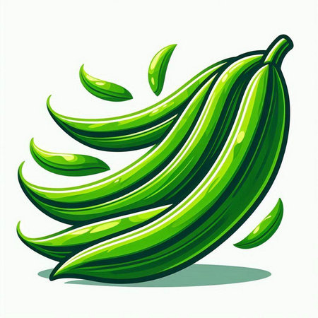 Illustration of green banana on a white background. Vector illustration.のイラスト素材