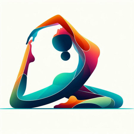 Abstract colorful yoga pose on white background. Vector illustration for your designのイラスト素材