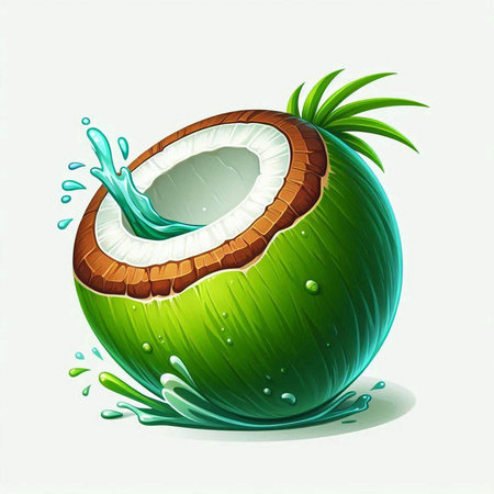 Coconut water splash on a white background. Vector illustration.のイラスト素材