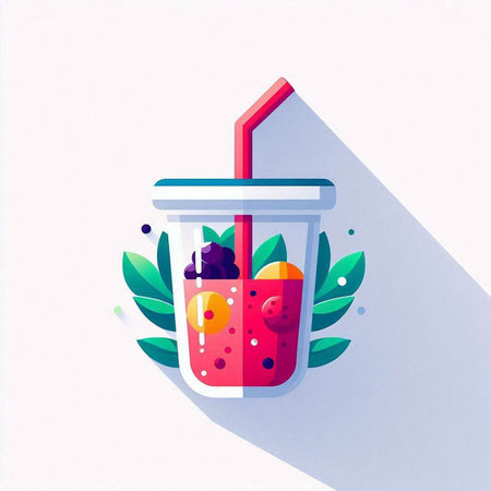Fruit smoothie in a glass with a straw. Vector illustration.のイラスト素材