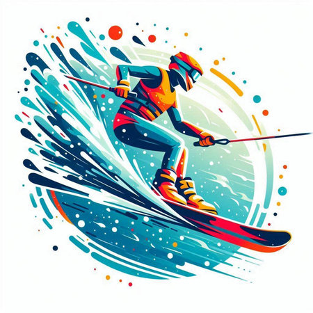 Snowboarder jumping in the air. Vector illustration of winter sport.のイラスト素材