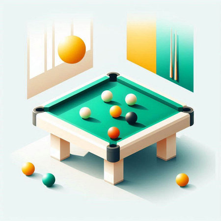 Billiard table with balls. Vector illustration of a billiard table.のイラスト素材