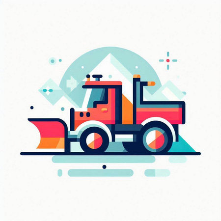 Tractor with a trailer. Flat vector illustration isolated on white background.のイラスト素材
