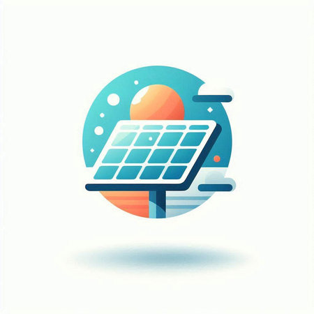 Solar panel icon, vector illustration. Flat design style with shadow.のイラスト素材