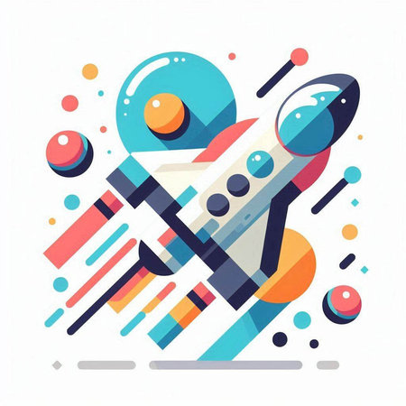 Abstract colorful geometric background with circles, lines and dots. Vector illustrationのイラスト素材