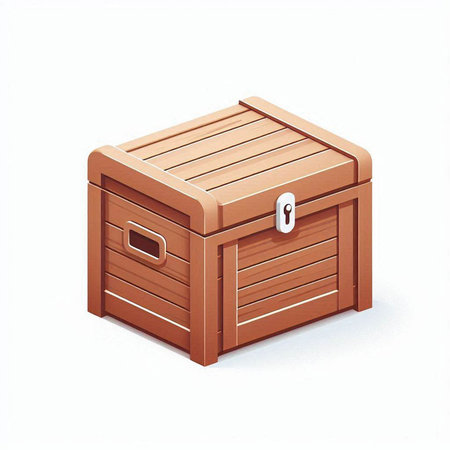 Wooden chest isolated on a white background. Vector illustration. Eps 10.のイラスト素材
