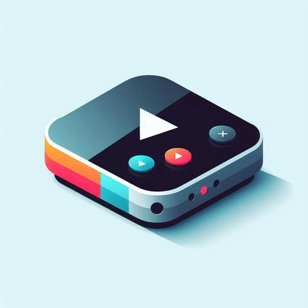 Gamepad isometric vector illustration. Game console isolated on blue background.のイラスト素材