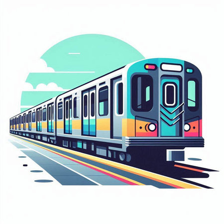 Train in the city. Vector illustration on white background. EPS 10のイラスト素材