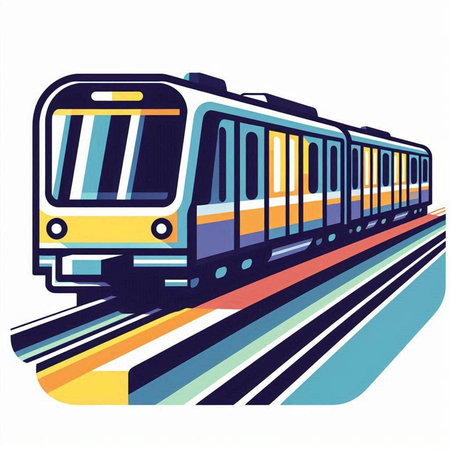 Train on the railway. Vector illustration isolated on a white background.のイラスト素材