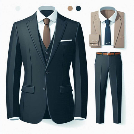 Men's suit and accessories on a white background. Vector illustration.のイラスト素材