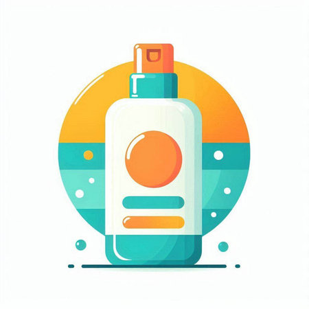 Cosmetic bottle with dispenser. Vector illustration in flat style.のイラスト素材