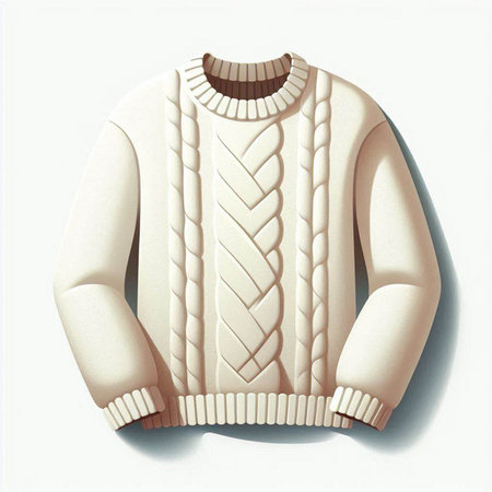 Illustration of a white sweater with a pattern on a white backgroundのイラスト素材