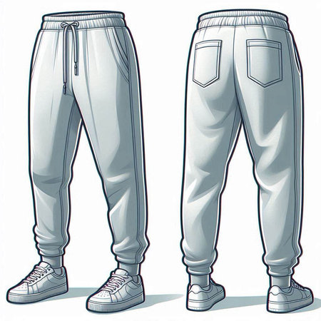 Men's pants and sneakers, sketch for your design. Vector illustrationのイラスト素材