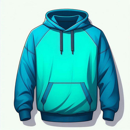 Blue hoodie with a hood on a white background. Vector illustrationのイラスト素材