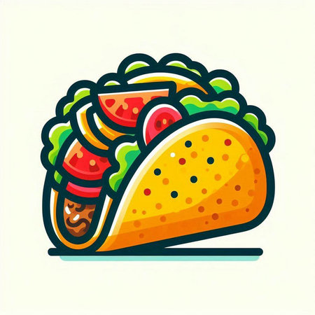 Illustration of a mexican taco on a white background.のイラスト素材