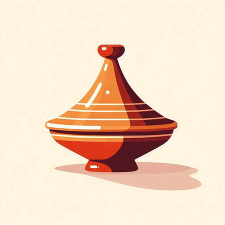 Ceramic vase on beige background. Vector illustration.のイラスト素材