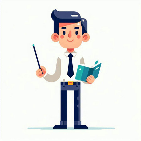 Businessman with a book and a pen. Vector illustration in cartoon styleのイラスト素材