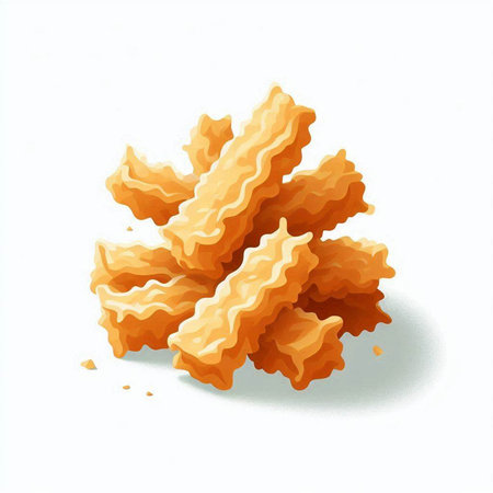 Illustration of a group of deep fried chicken nuggets on a white backgroundのイラスト素材