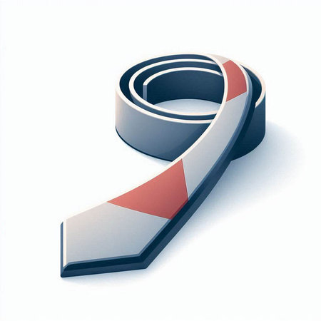 3d rendering of a curved arrow in red and blue colors on a white backgroundのイラスト素材