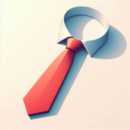 3D render of a red necktie with a magnifying glassのイラスト素材