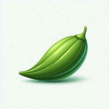 Illustration of a fresh green banana on a white background - digitally renderedのイラスト素材