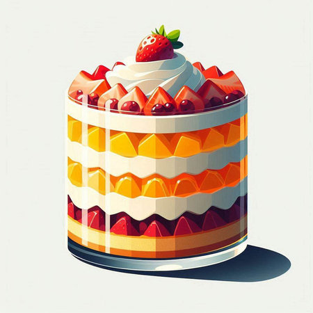 strawberry cake on a white background, vector illustration, eps10のイラスト素材