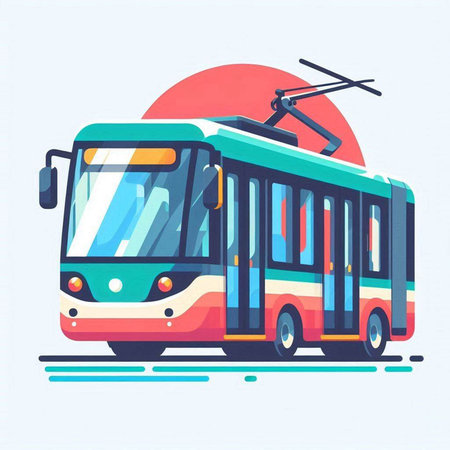 Trolleybus. Vector illustration in flat style. Public transport.のイラスト素材