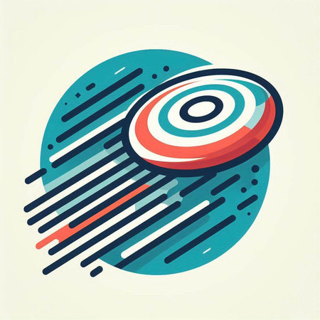 Retro circle with lines and dots. Vector illustration in retro style.のイラスト素材