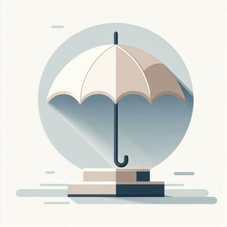 Umbrella on a pedestal. Vector illustration in flat styleのイラスト素材