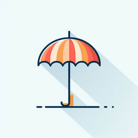 Beach umbrella icon, vector illustration. Flat design style with long shadow.のイラスト素材